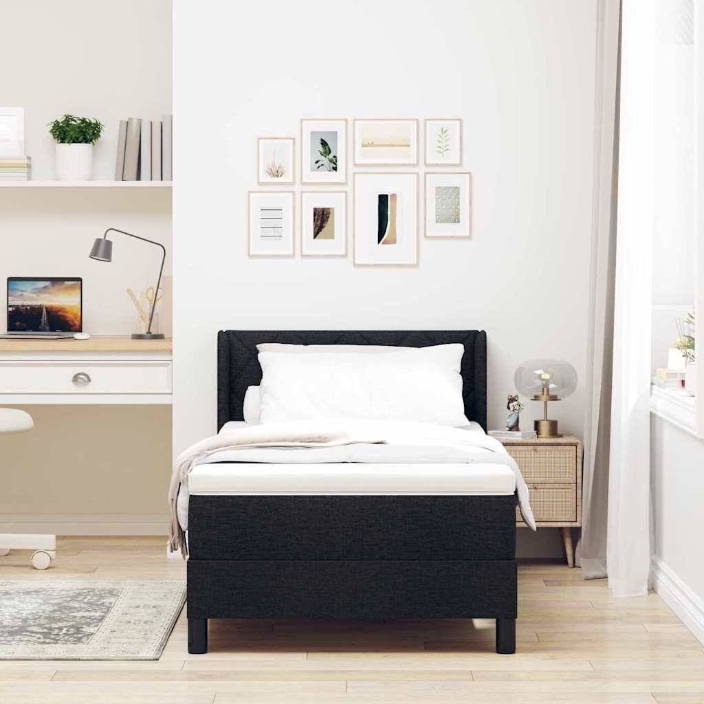 vidaXL Boxspringbett mit Kopfteil Schwarz 200 x 90 cm Stoff