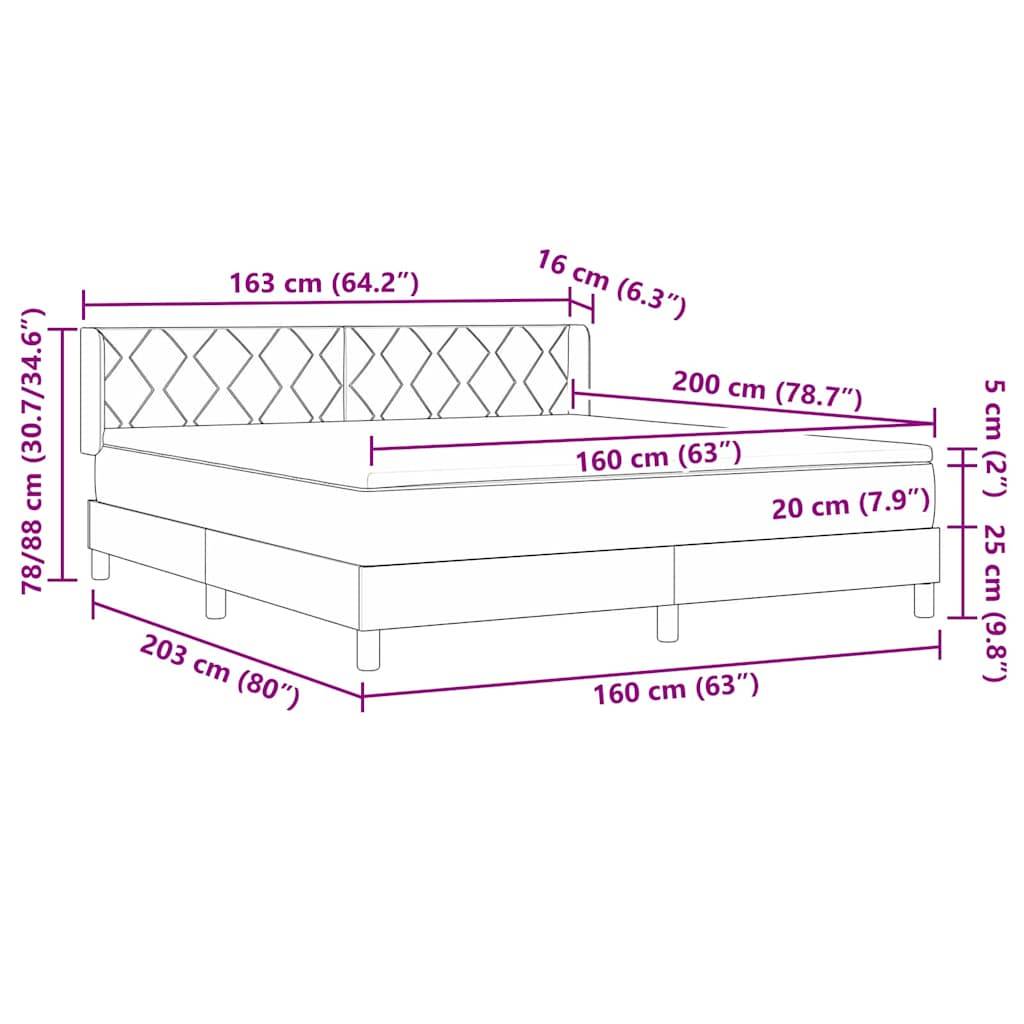 vidaXL Boxspringbett mit Matratze Dunkelbraun 200 x 160 cm Polyester