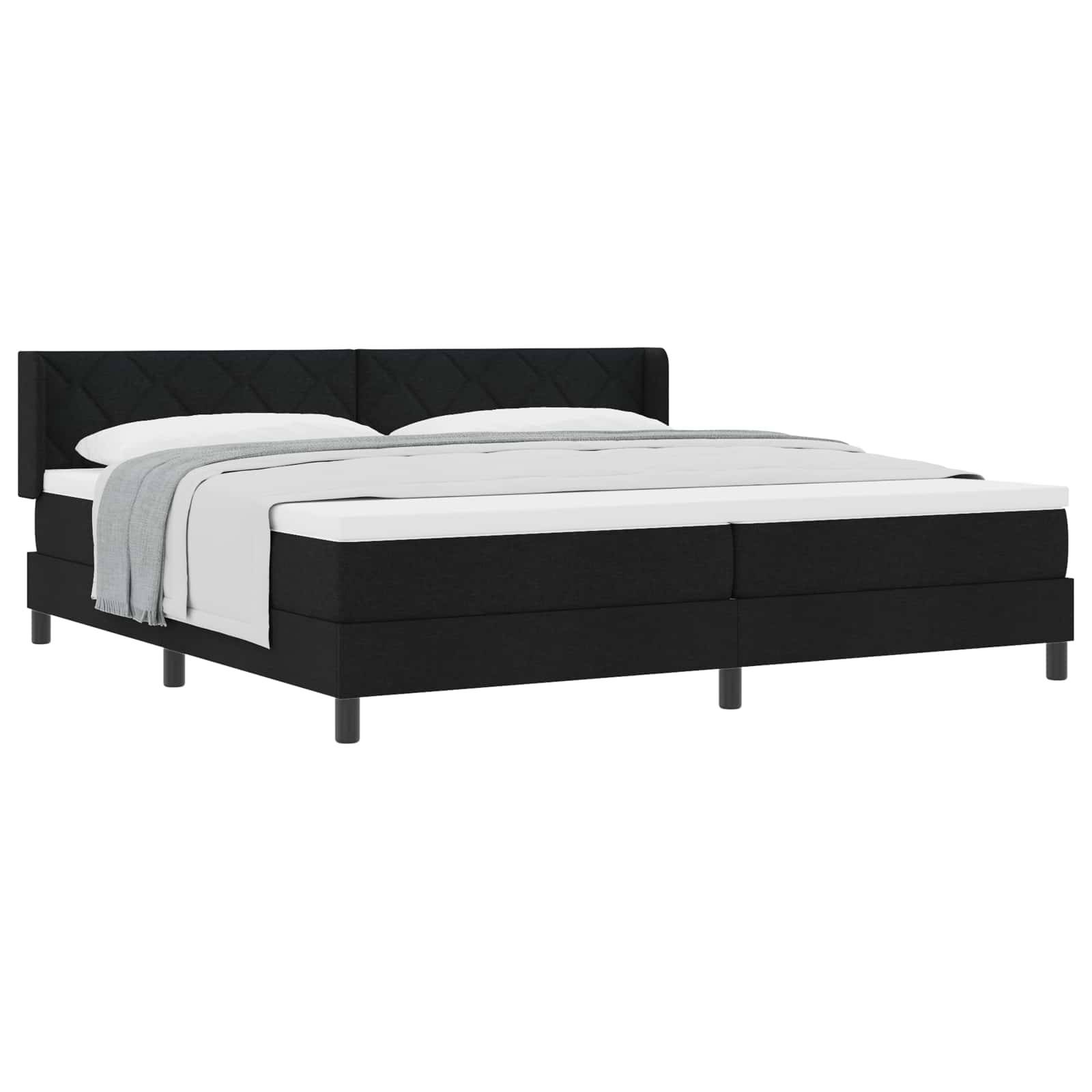 vidaXL Boxspringbett mit Kopfteil Schwarz 200 x 200 cm Stoff
