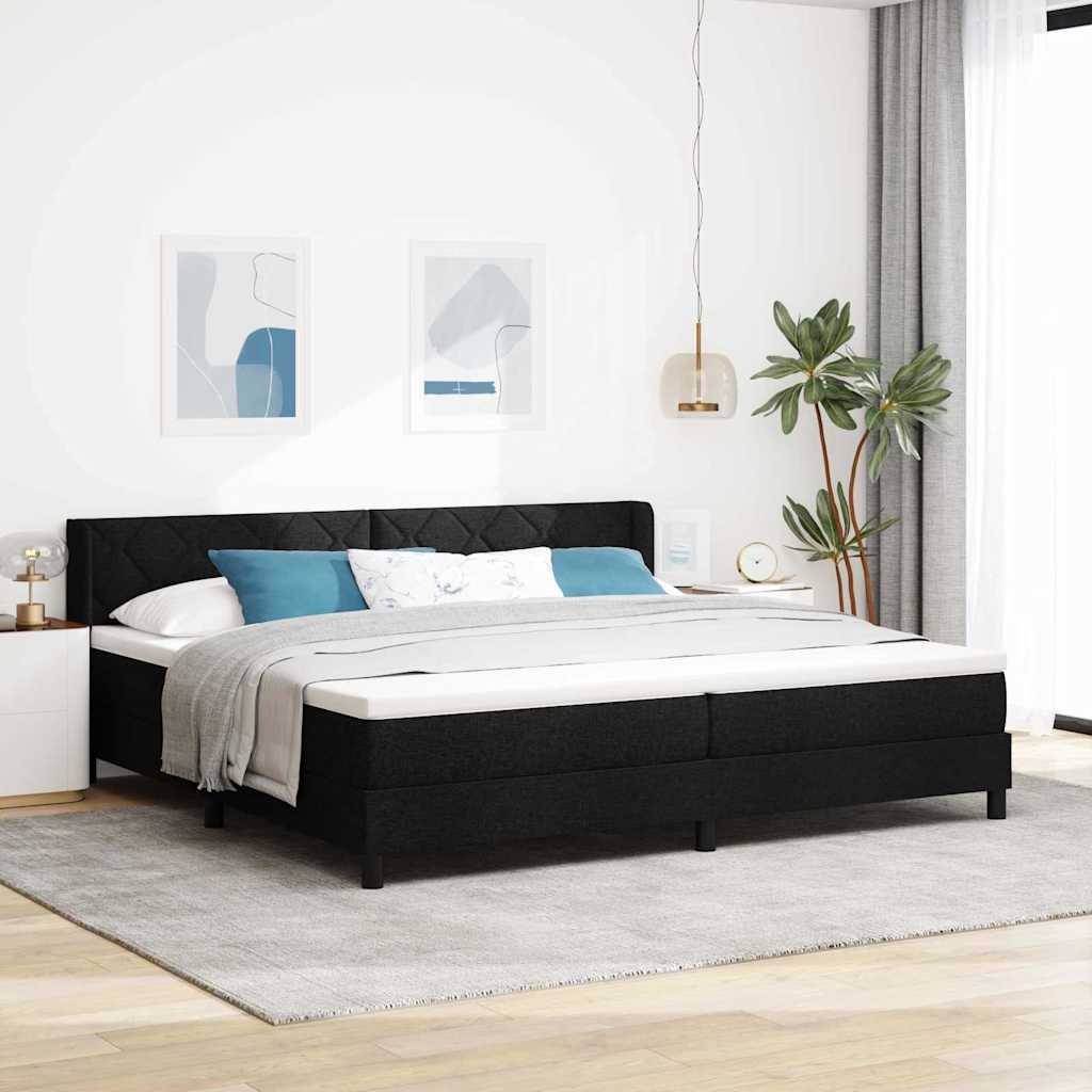 vidaXL Boxspringbett mit Kopfteil Schwarz 200 x 200 cm Stoff