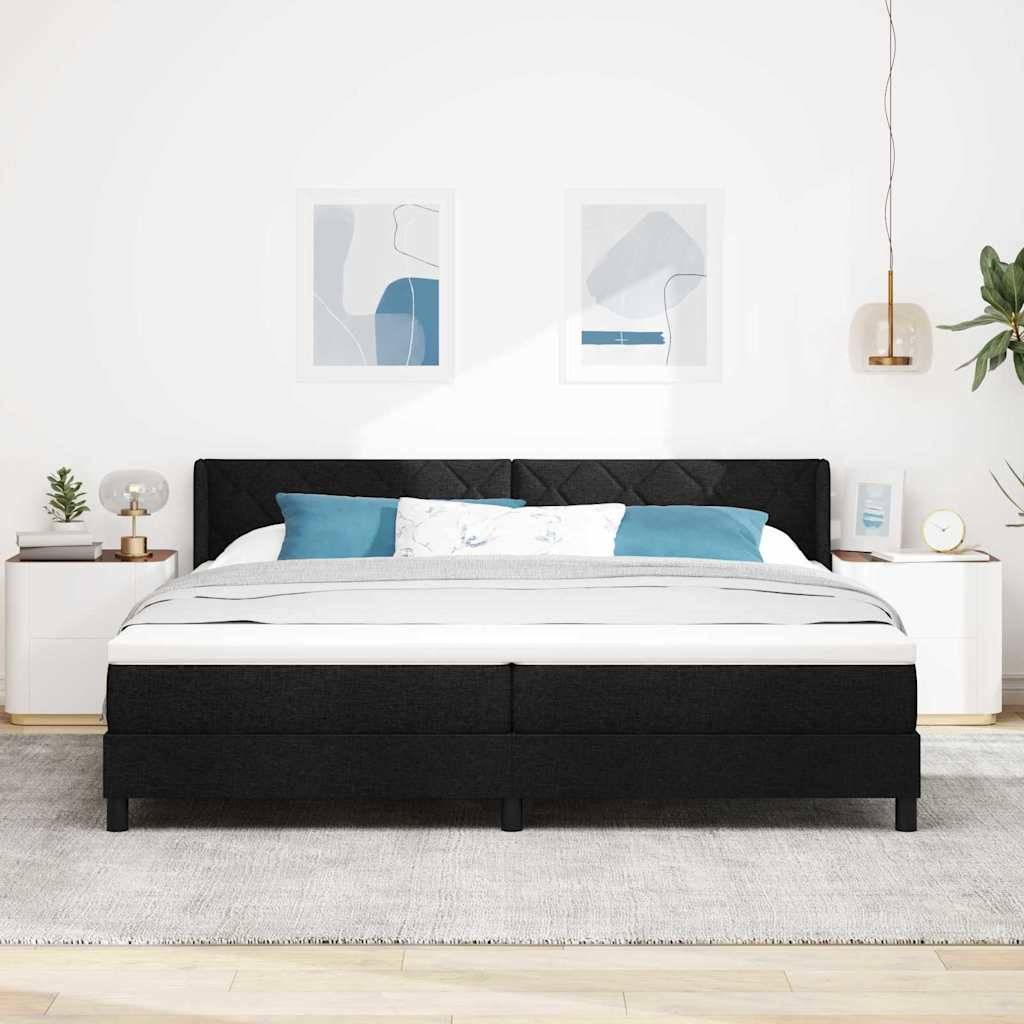 vidaXL Boxspringbett mit Kopfteil Schwarz 200 x 200 cm Stoff