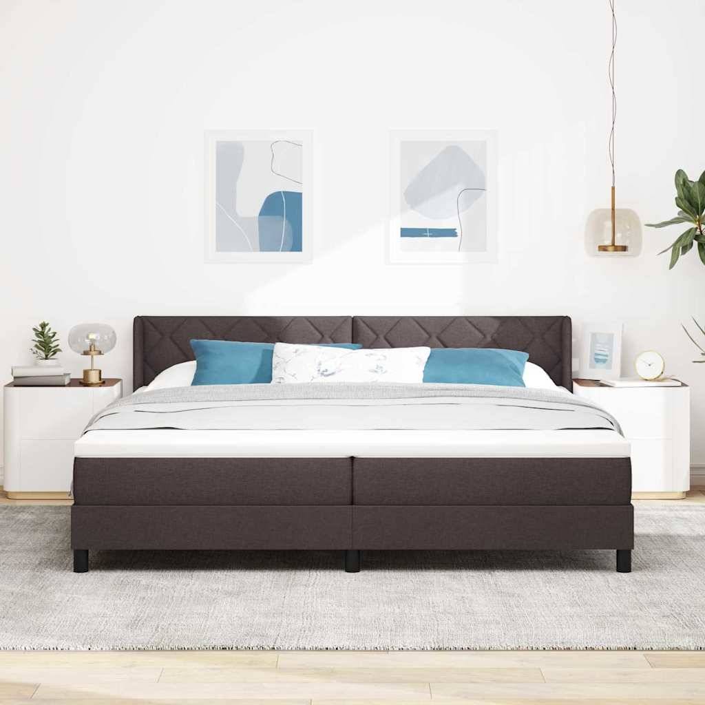 vidaXL Boxspringbett mit Kopfteil Dunkelbraun 200 x 200 cm Stoff