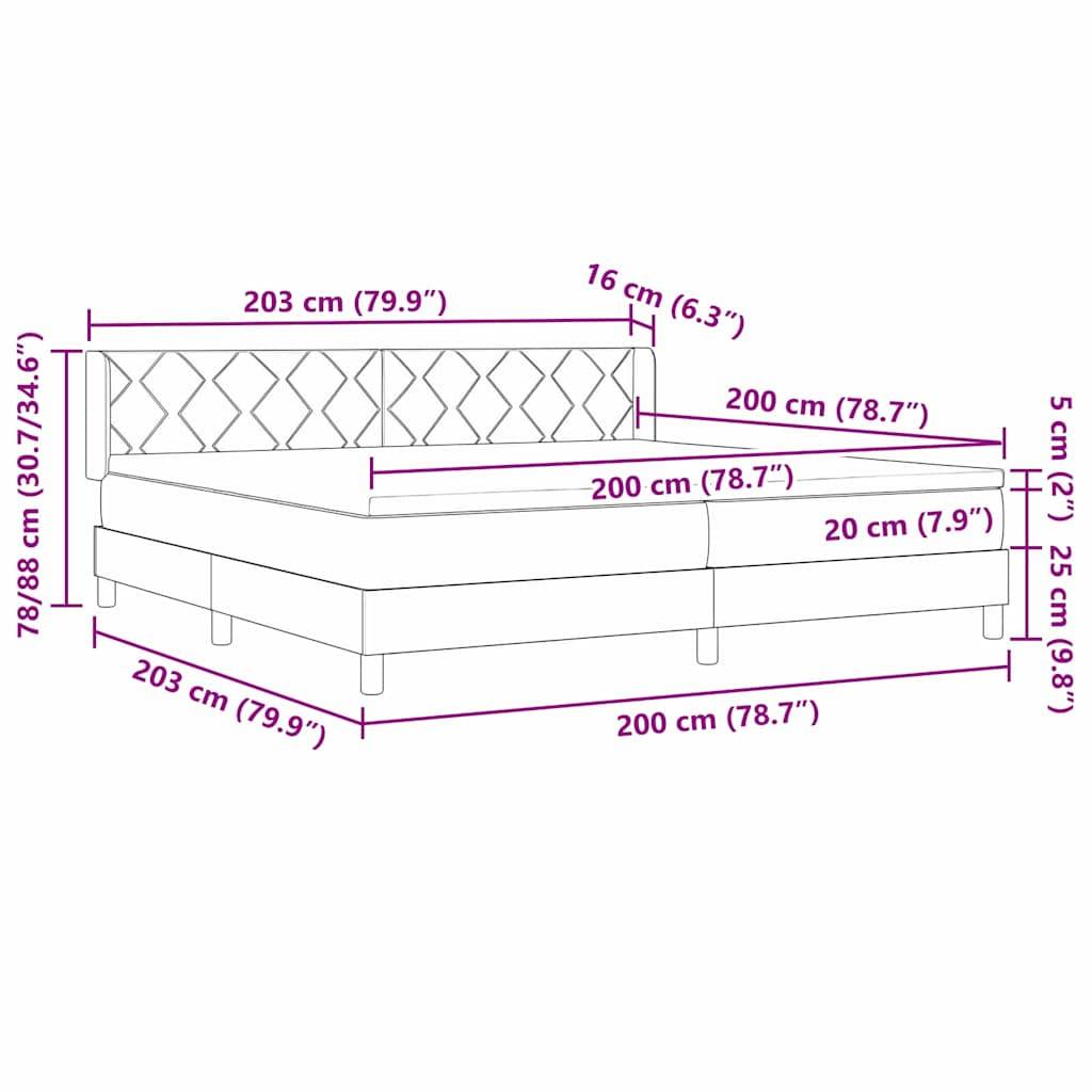 vidaXL Boxspringbett mit Kopfteil Dunkelbraun 200 x 200 cm Stoff