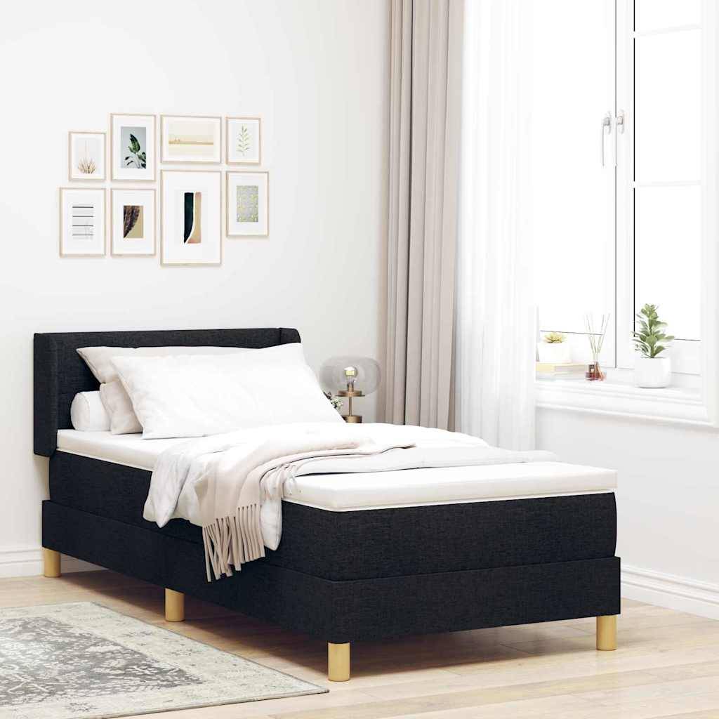 vidaXL Boxspringbett mit Matratze Schwarz 190 x 90 cm Stoff