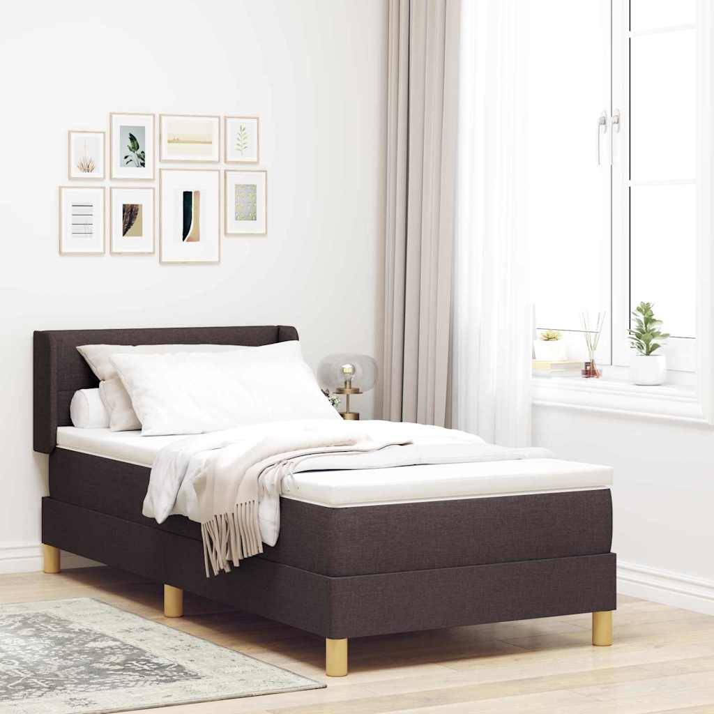 vidaXL Boxspringbett mit Kopfteil Dunkelbraun 190 x 90 cm Stoff