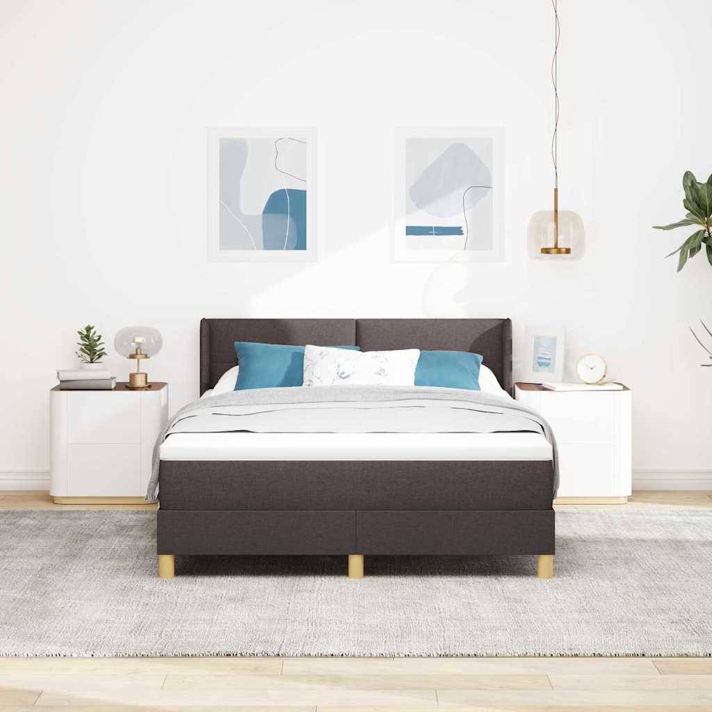 vidaXL Boxspringbett mit Kopfteil Dunkelbraun 190 x 140 cm Stoff