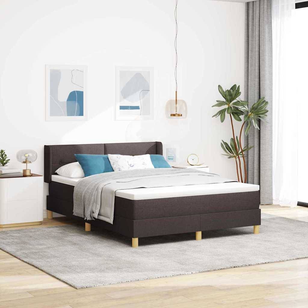 vidaXL Boxspringbett mit Kopfteil Dunkelbraun 190 x 140 cm Stoff