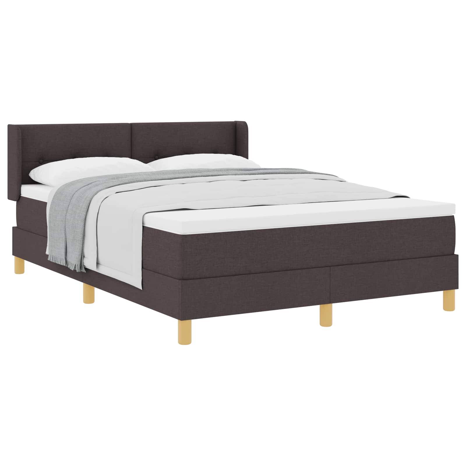 vidaXL Boxspringbett mit Kopfteil Dunkelbraun 190 x 140 cm Stoff