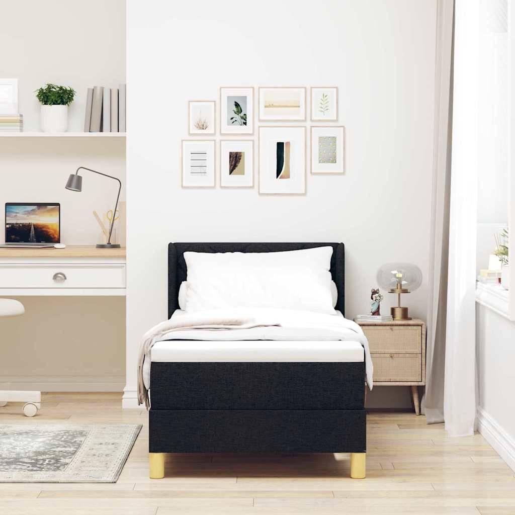 vidaXL Boxspringbett mit Kopfteil Schwarz 200 x 80 cm Stoff
