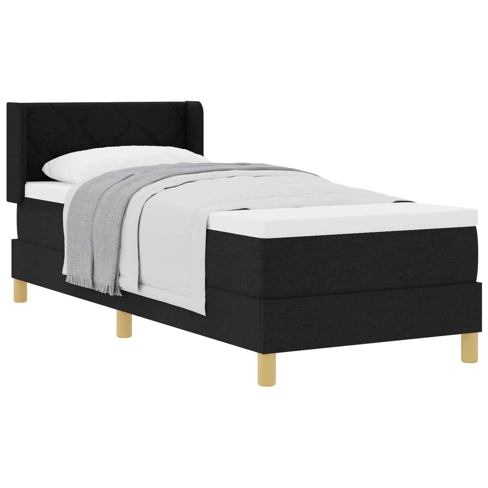 vidaXL Boxspringbett mit Kopfteil Schwarz 200 x 80 cm Stoff