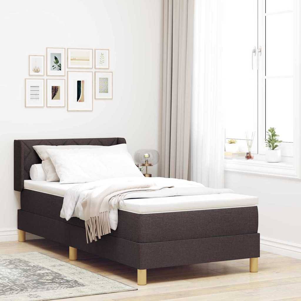 vidaXL Boxspringbett mit Kopfteil Dunkelbraun 200 x 90 cm Stoff