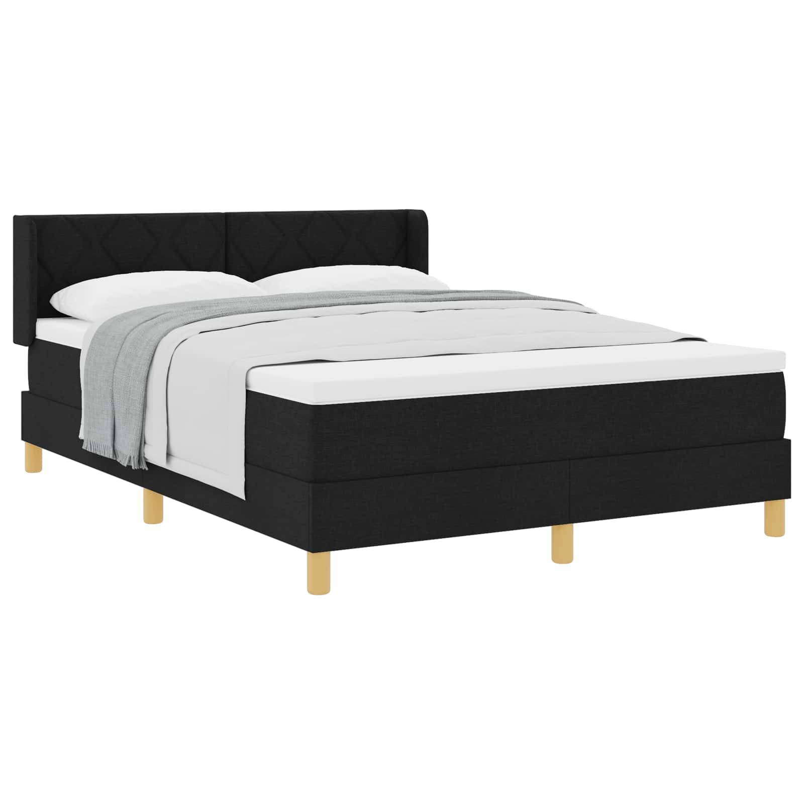 vidaXL Boxspringbett mit Matratze Schwarz 200 x 160 cm Stoff