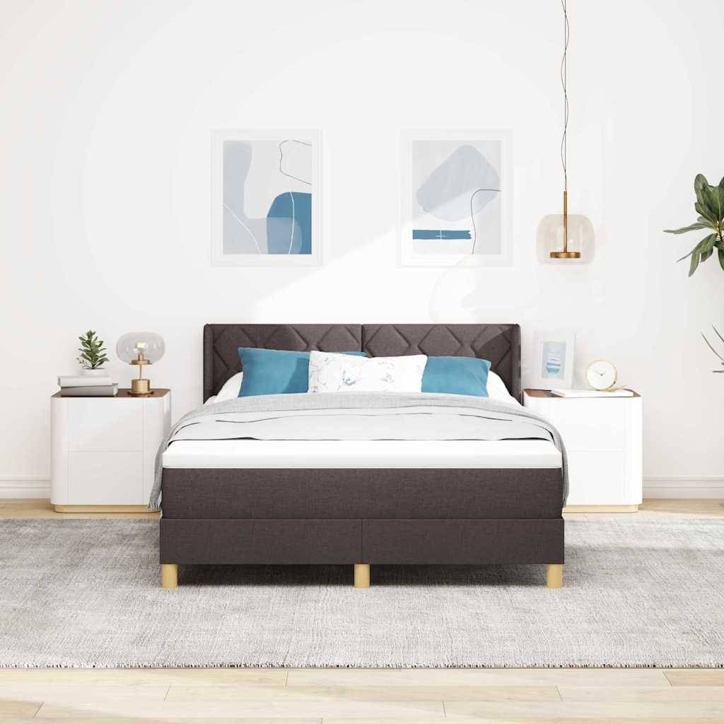 vidaXL Boxspringbett mit Matratze Dunkelbraun 200 x 160 cm Polyester