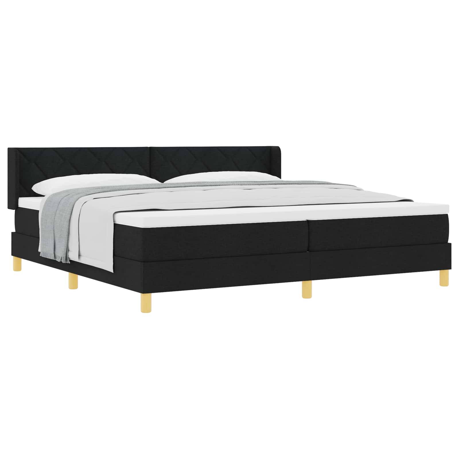 vidaXL Boxspringbett mit Kopfteil Schwarz 200 x 200 cm Stoff
