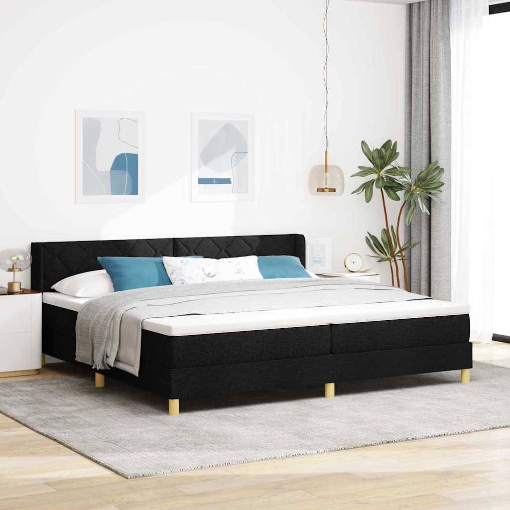vidaXL Boxspringbett mit Kopfteil Schwarz 200 x 200 cm Stoff