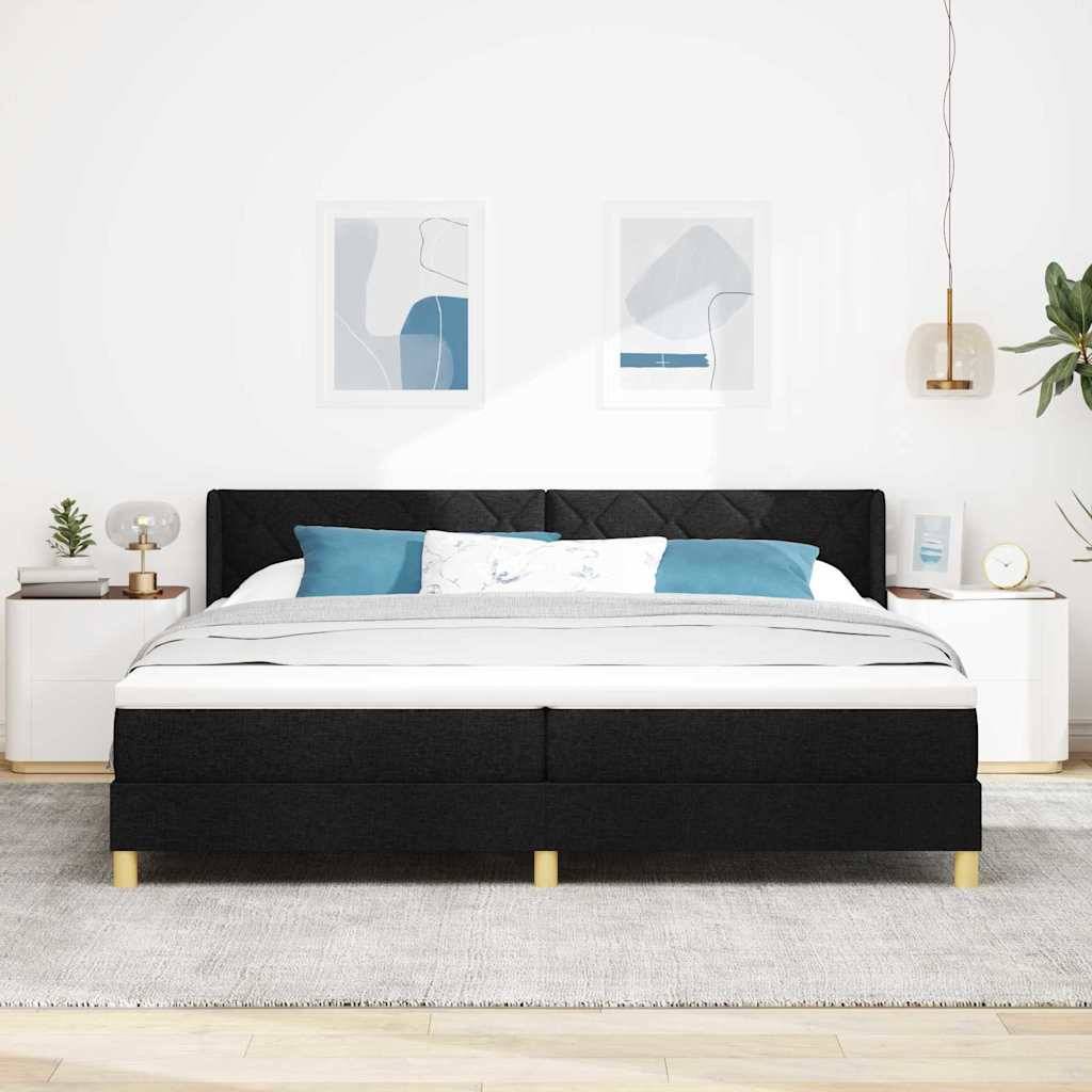 vidaXL Boxspringbett mit Kopfteil Schwarz 200 x 200 cm Stoff
