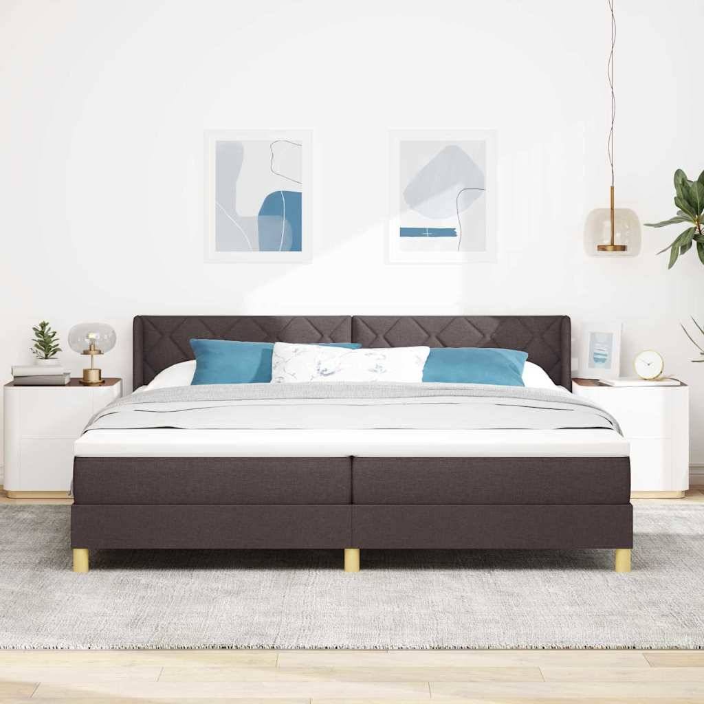 vidaXL Boxspringbett mit Kopfteil Dunkelbraun 200 x 200 cm Stoff
