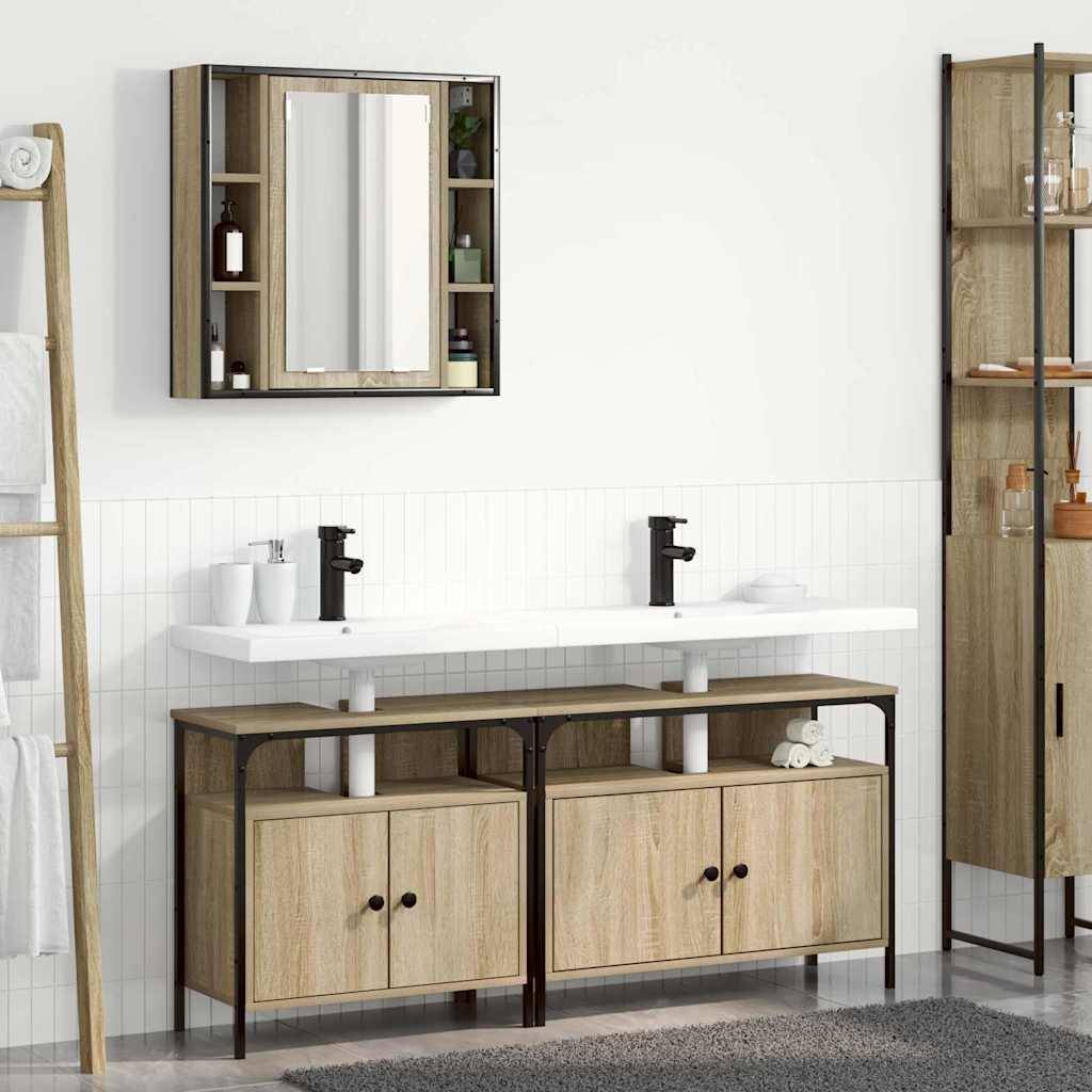 vidaXL Badezimmermöbel-Set mit Regal mit Tür 3 pcs Braun Holzwerkstoff