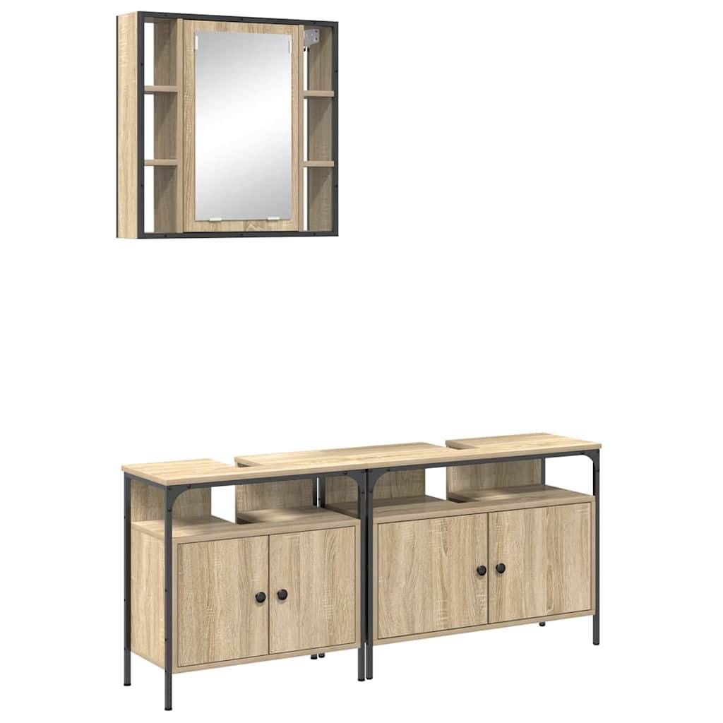 vidaXL Badezimmermöbel-Set mit Regal mit Tür 3 pcs Braun Holzwerkstoff