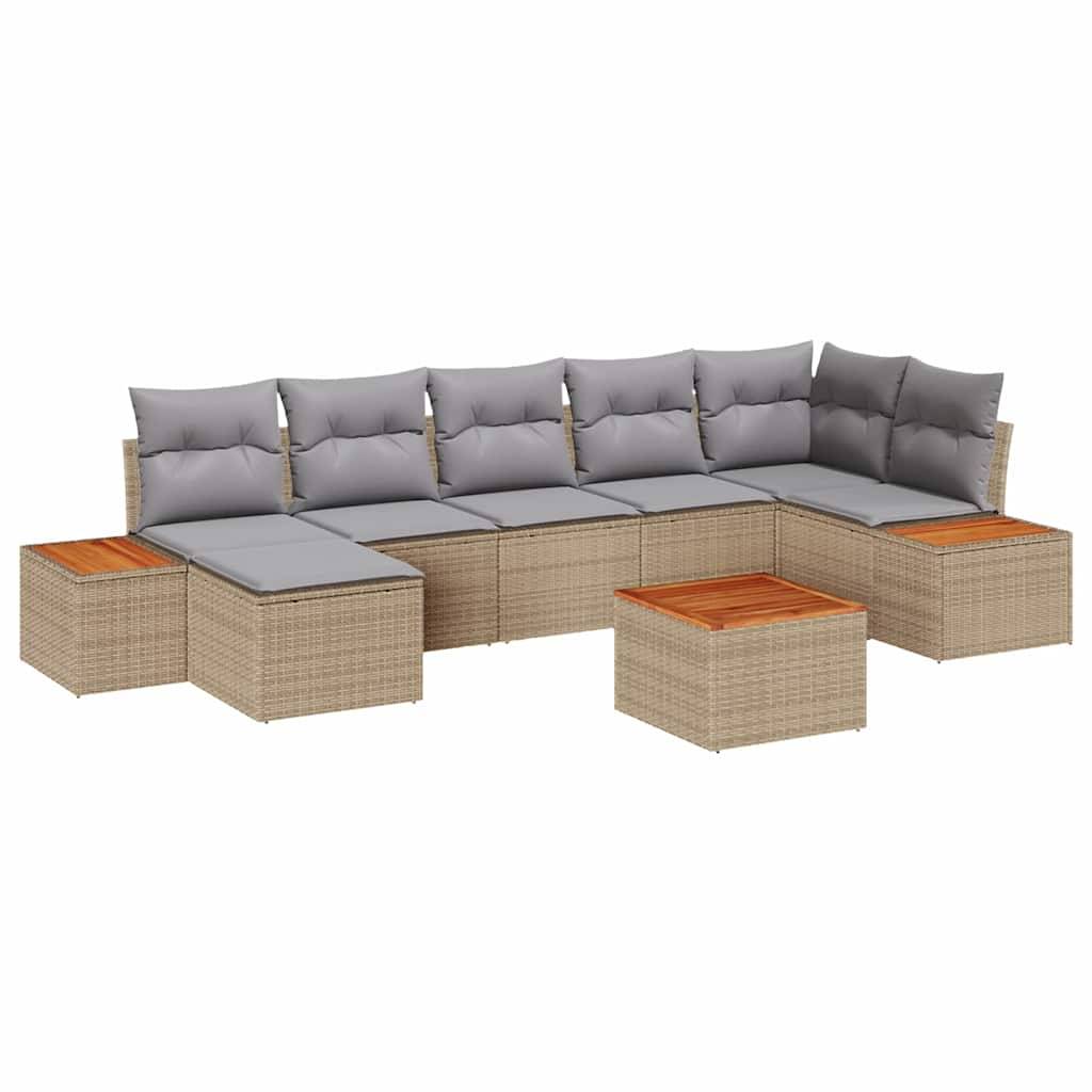 vidaXL Gartensofa-set mit Kissen 8 pcs Beige Poly Rattan