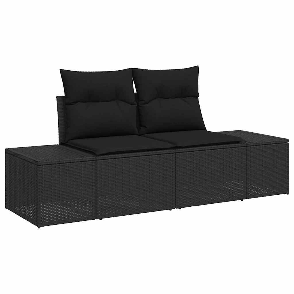 vidaXL Gartensofa-set mit Kissen 8 pcs Schwarz Poly Rattan