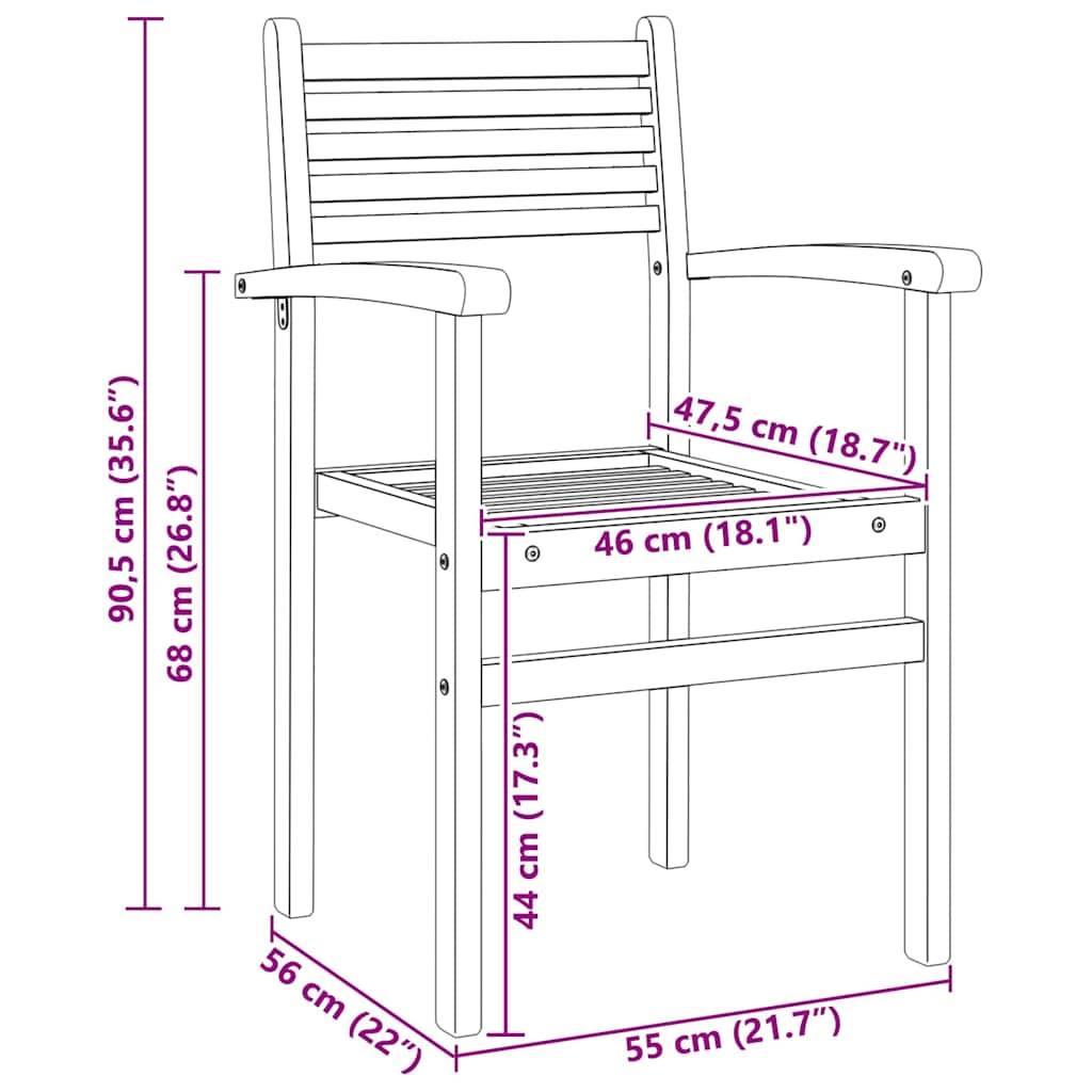 vidaXL Stuhl 8 pcs Braun 56 x 55 x 90,5 cm Massivholz Teak