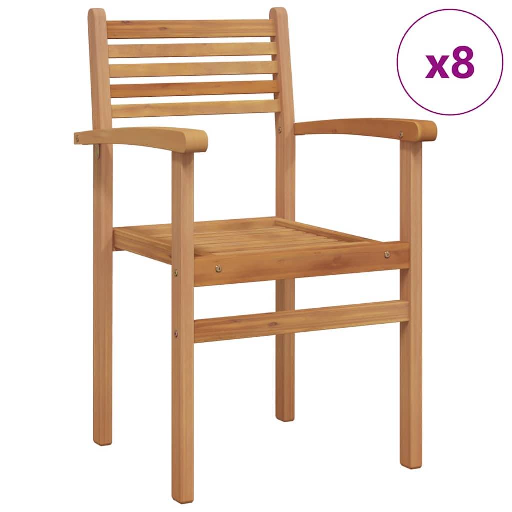 Holzstuhl mit Lattenrückenlehne und Armlehnen in natürlicher Ausführung. Hinweis: 'x8' in einem lila Kreis zeigt einen Satz von acht Stühlen an.