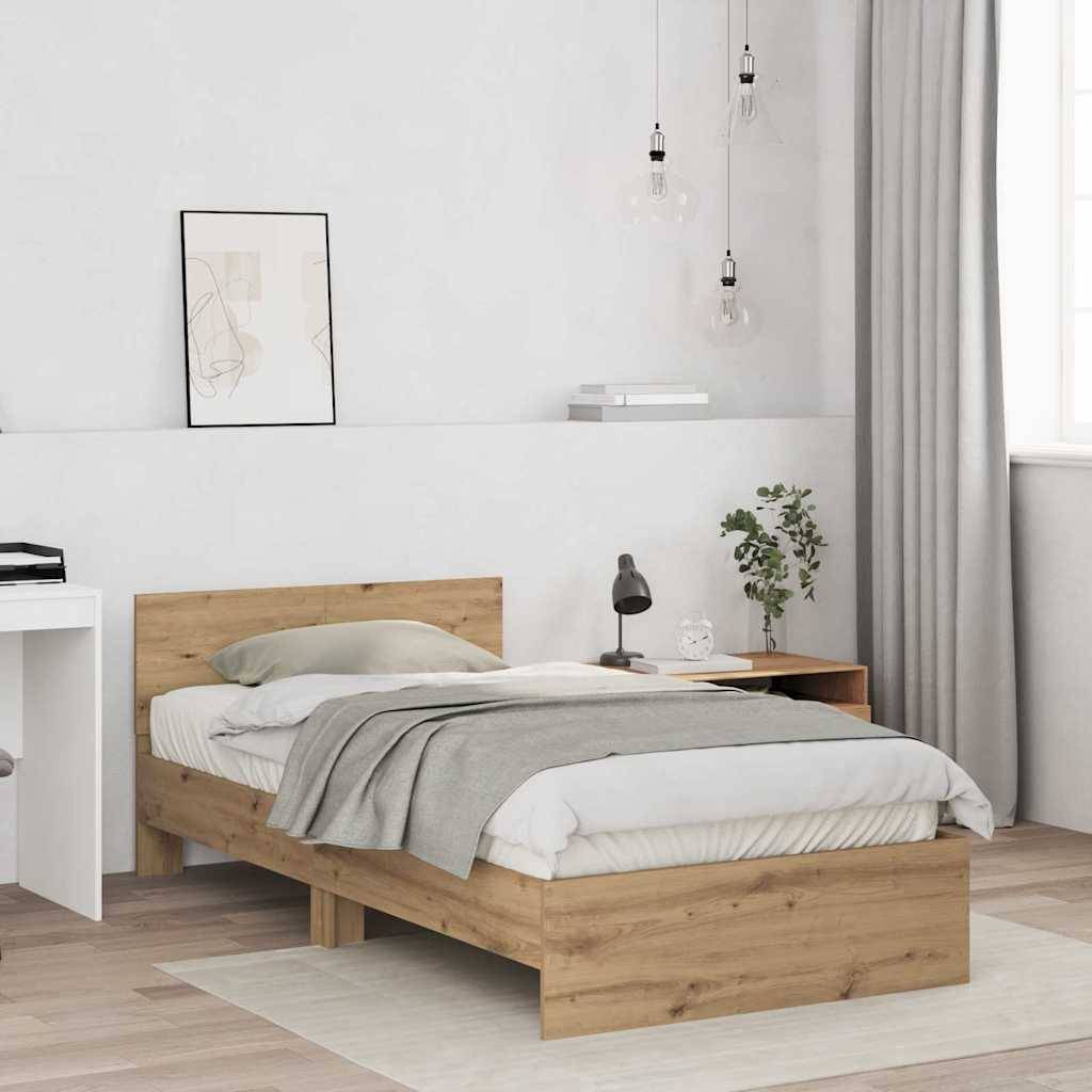 vidaXL Bettrahmen Artisan-Eiche 203 x 104 x 70 cm Holzwerkstoff