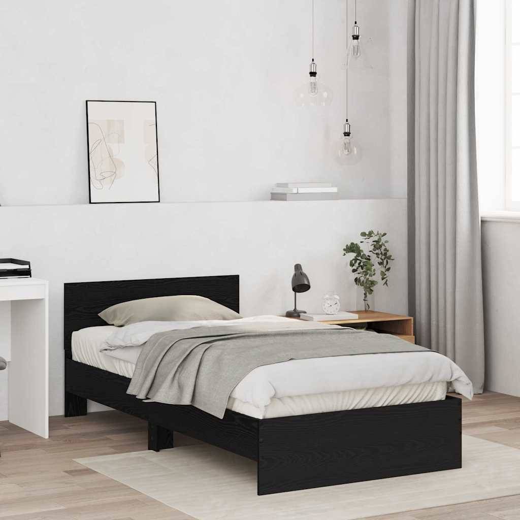 vidaXL Bettrahmen Schwarz Eichen-Optik 203 x 104 x 70 cm Holzwerkstoff