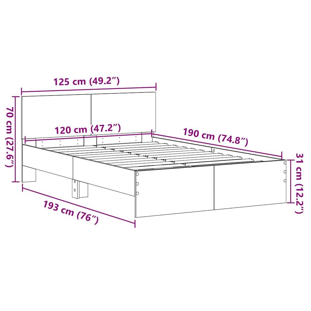 vidaXL Bettrahmen Schwarz Eichen-Optik 193 x 125 x 70 cm Holzwerkstoff