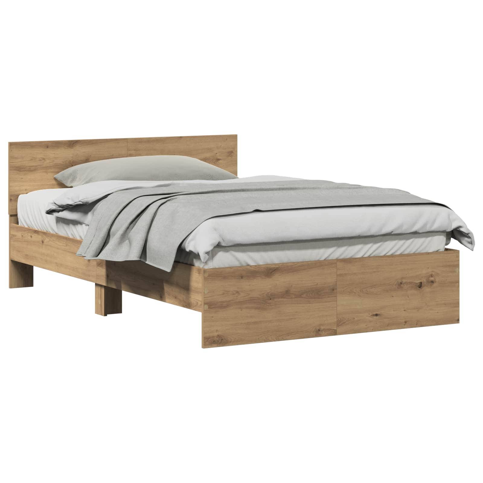vidaXL Bettrahmen Artisan-Eiche 193 x 125 x 70 cm Holzwerkstoff