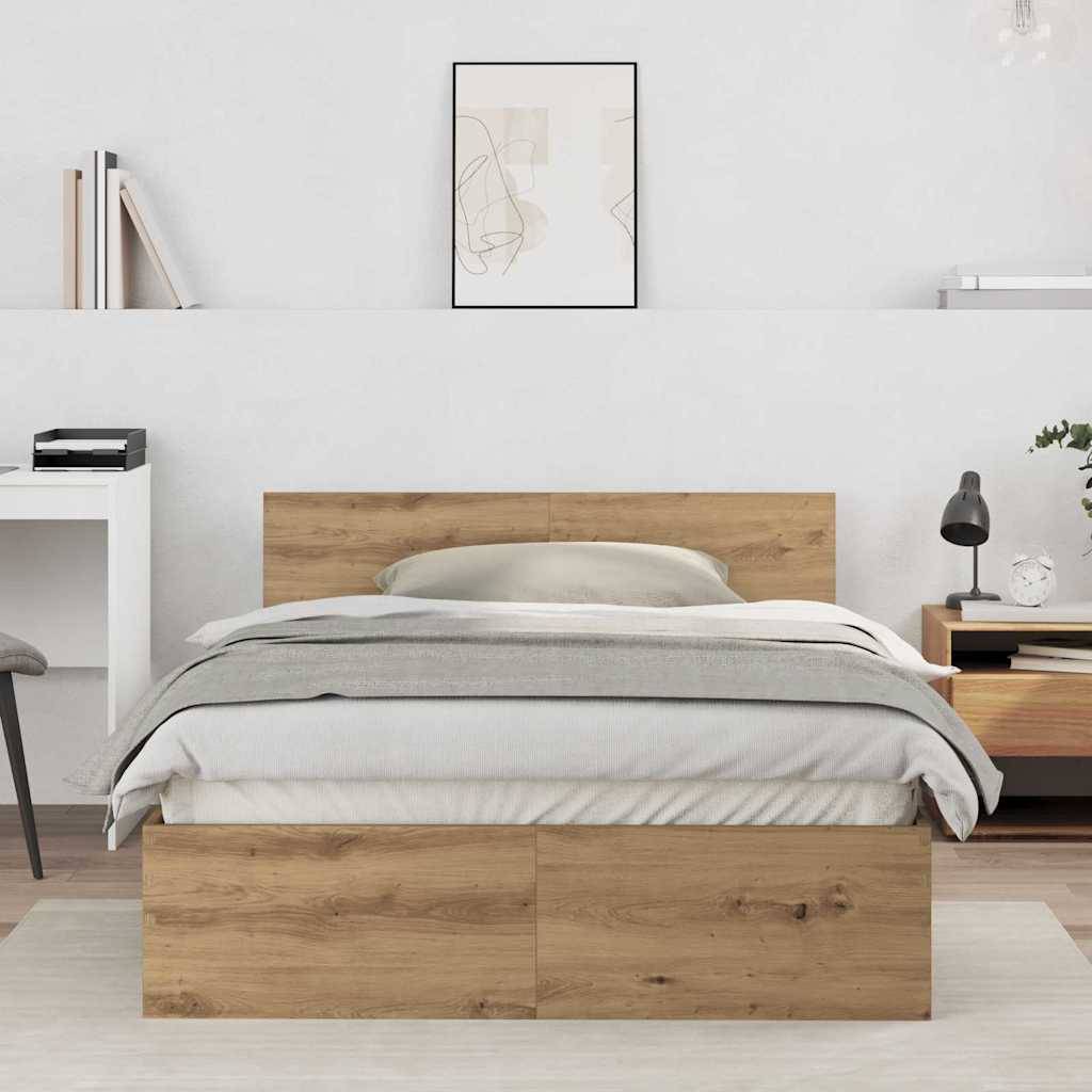 vidaXL Bettrahmen Artisan-Eiche 193 x 125 x 70 cm Holzwerkstoff