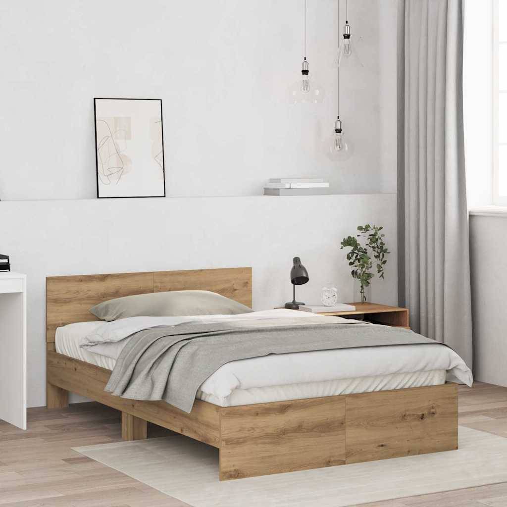 vidaXL Bettrahmen Artisan-Eiche 193 x 125 x 70 cm Holzwerkstoff
