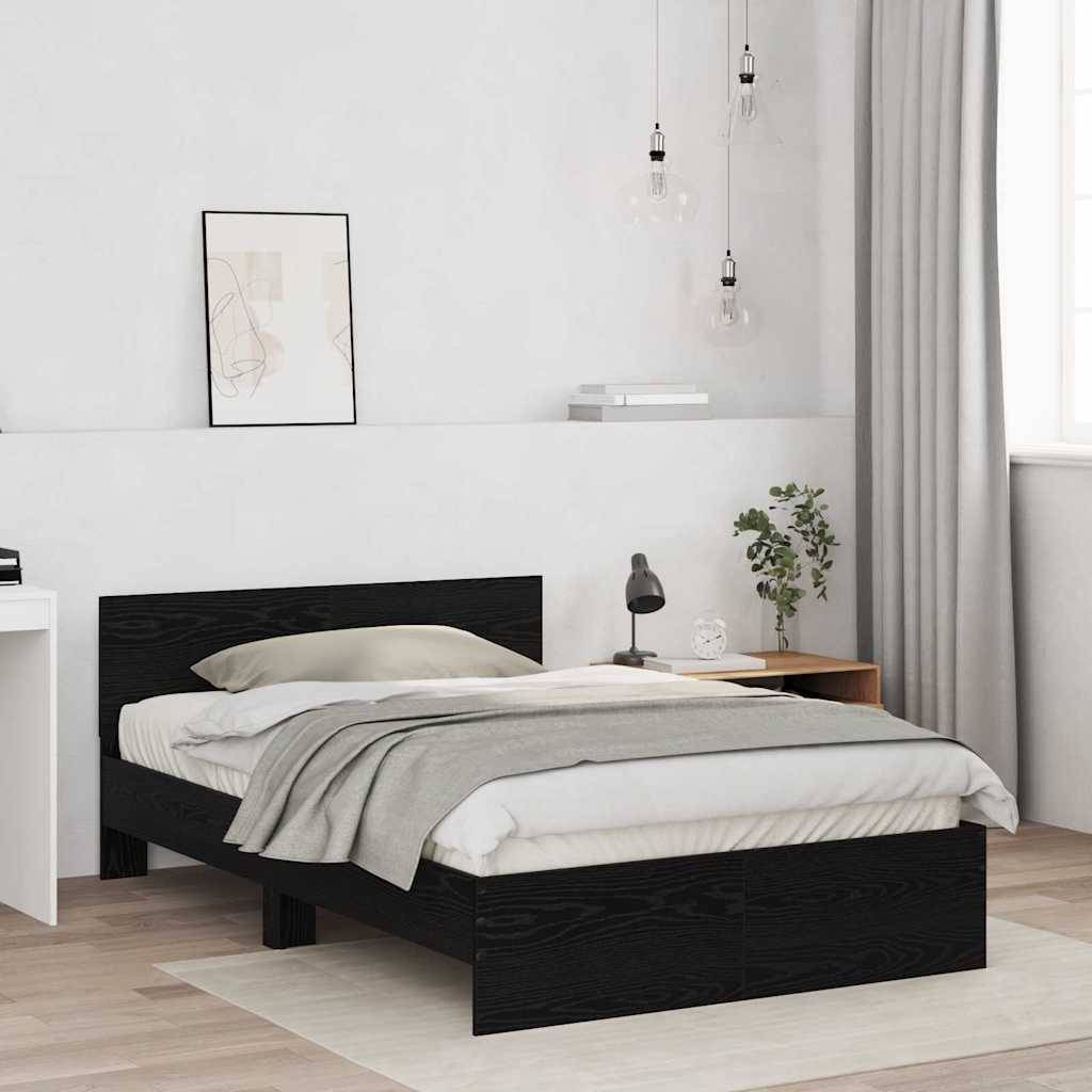 vidaXL Bettrahmen Schwarz Eichen-Optik 193 x 125 x 70 cm Holzwerkstoff