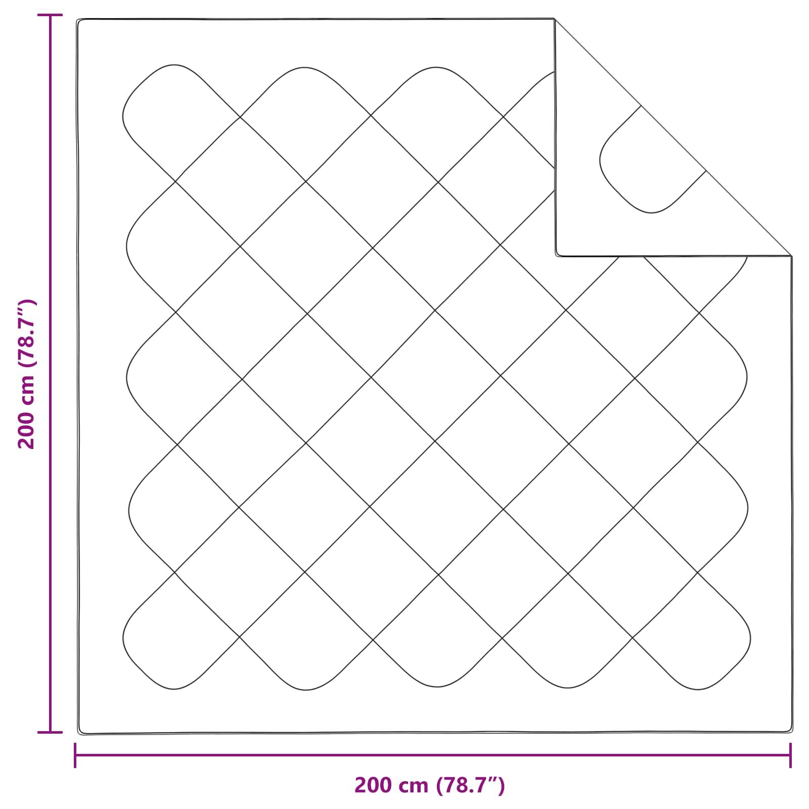 Ein quadratisches Quilt-Diagramm mit gekurvten quadratischen Formen, die ein Rautenmuster bilden. Abmessungen mit 200 cm (78,7