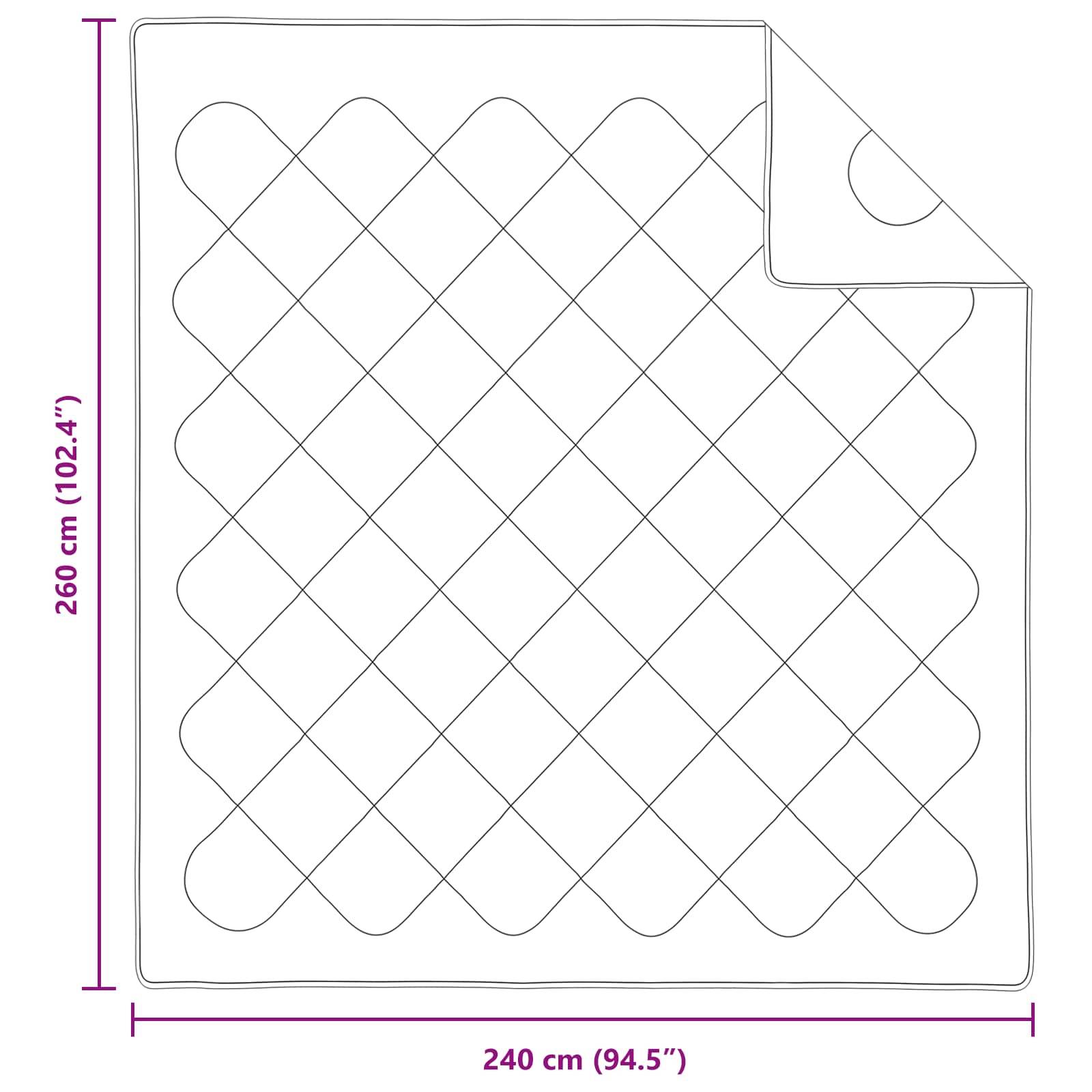 Diagramm einer gesteppten Decke mit Abmessungen: 260 cm (102,4