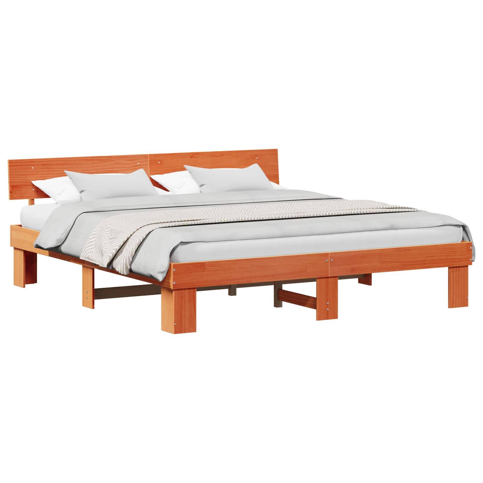 vidaXL Bettrahmen Wachsbraun 200 x 200 cm Massives Kiefernholz