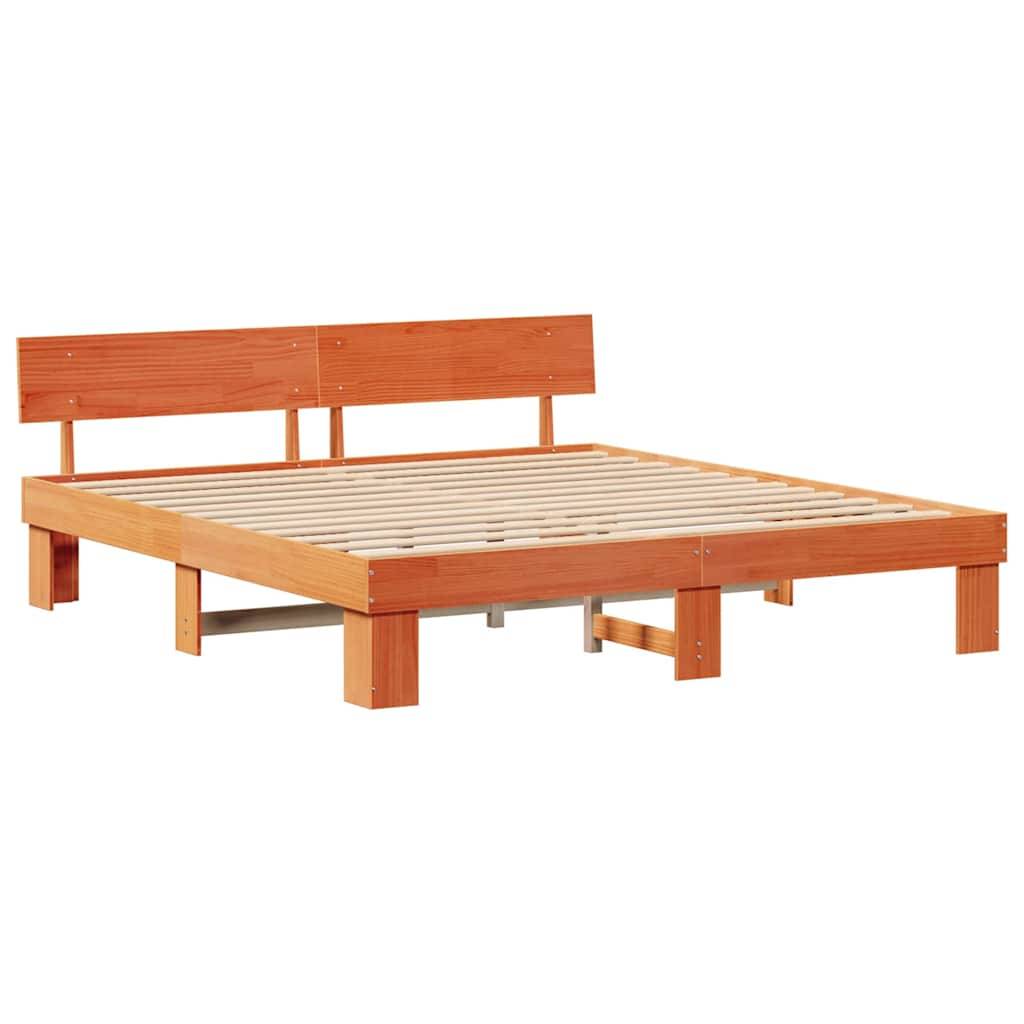 vidaXL Bettrahmen Wachsbraun 200 x 200 cm Massives Kiefernholz