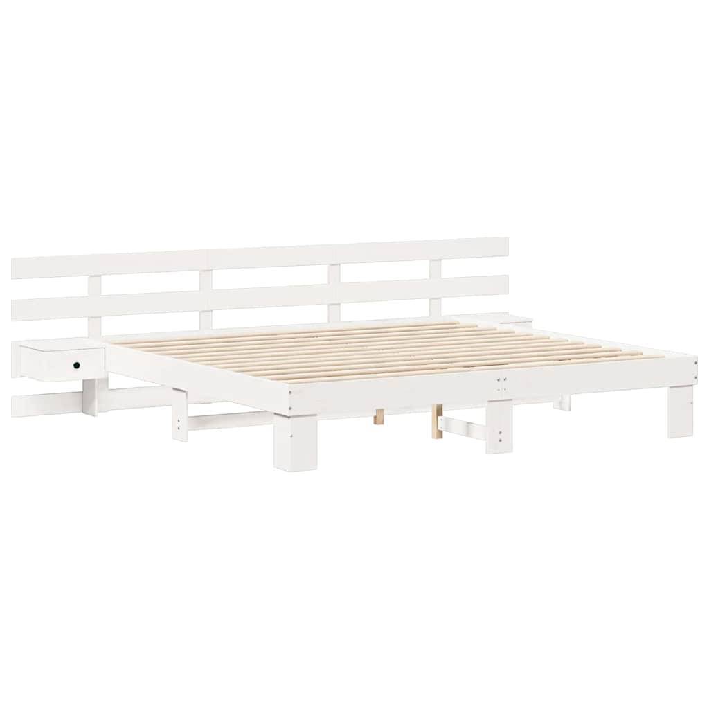vidaXL Bettrahmen mit Kopfteil Weiß 180 x 200 cm Massives Kiefernholz