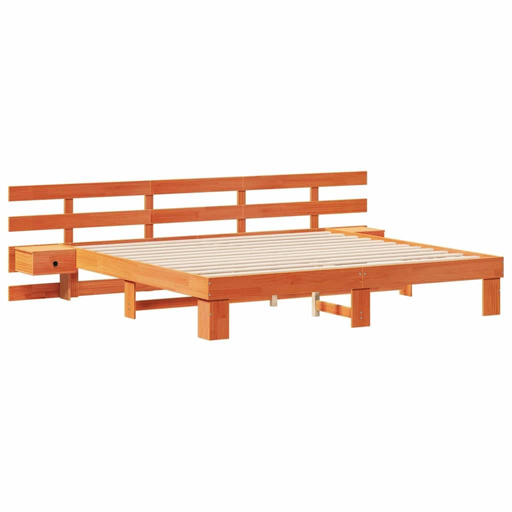vidaXL Bettrahmen mit Kopfteil Braun 180 x 200 cm Massives Kiefernholz