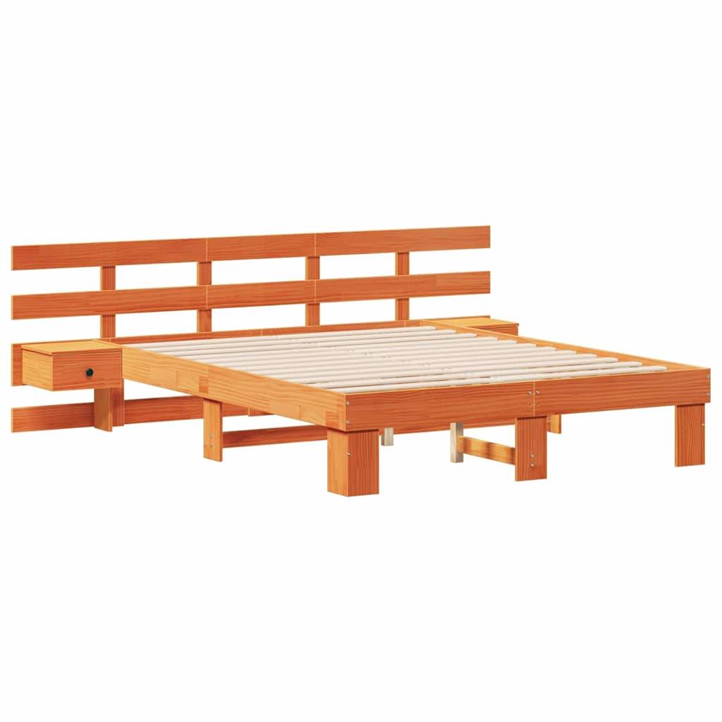 vidaXL Bettrahmen mit Kopfteil Braun 150 x 200 cm Massives Kiefernholz