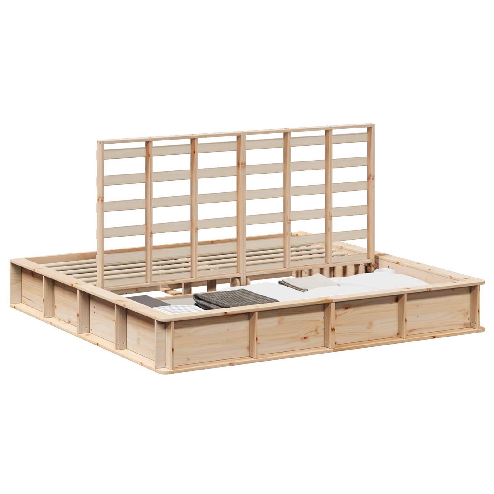 vidaXL Bettrahmen Braun 200 x 200 cm Massives Kiefernholz