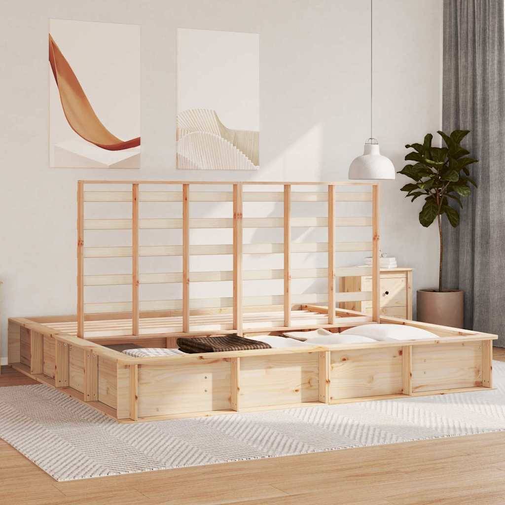 vidaXL Bettrahmen Braun 200 x 200 cm Massives Kiefernholz