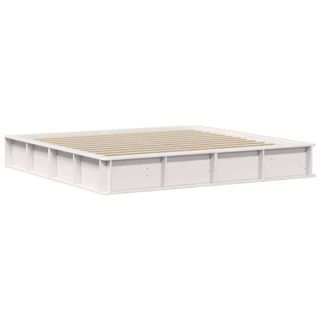 vidaXL Bettrahmen Weiß 200 x 200 cm Massives Kiefernholz