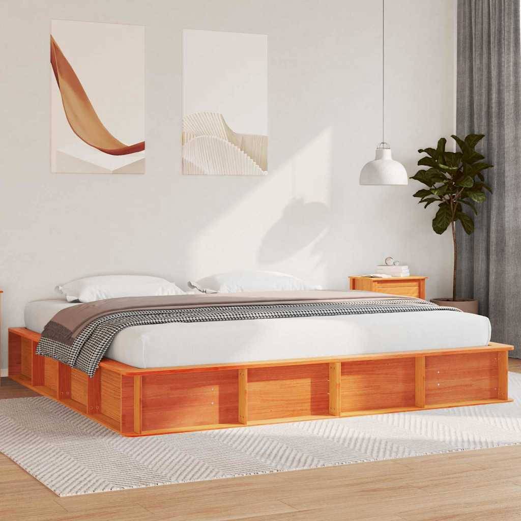 vidaXL Bettrahmen Wachsbraun 200 x 200 cm Massives Kiefernholz
