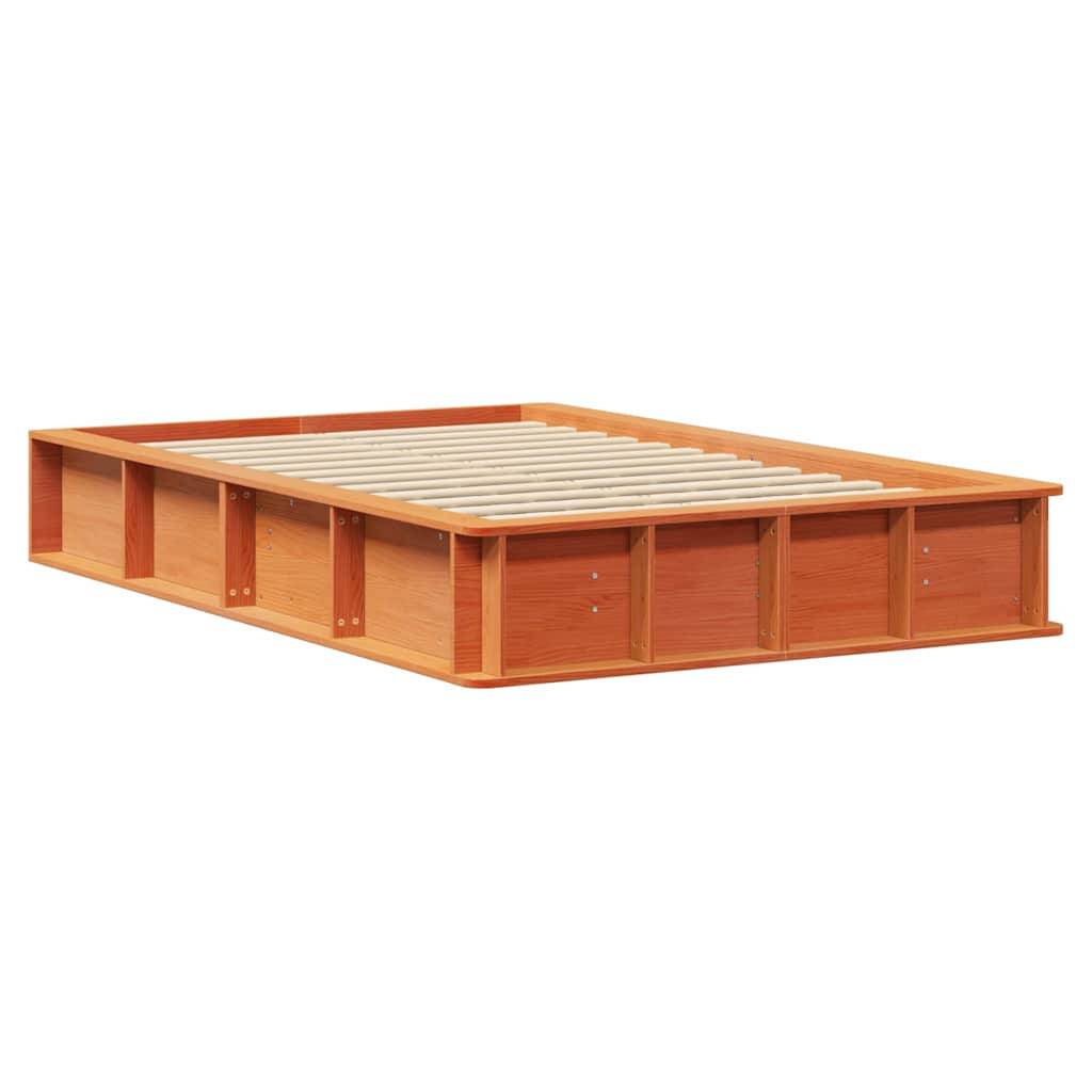 vidaXL Bettrahmen Wachsbraun 140 x 200 cm Massives Kiefernholz