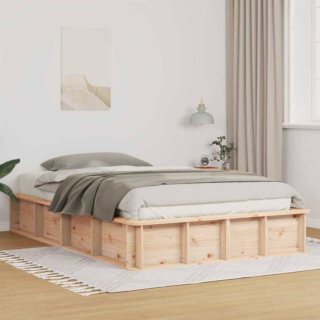 vidaXL Bettrahmen Braun 120 x 200 cm Massives Kiefernholz