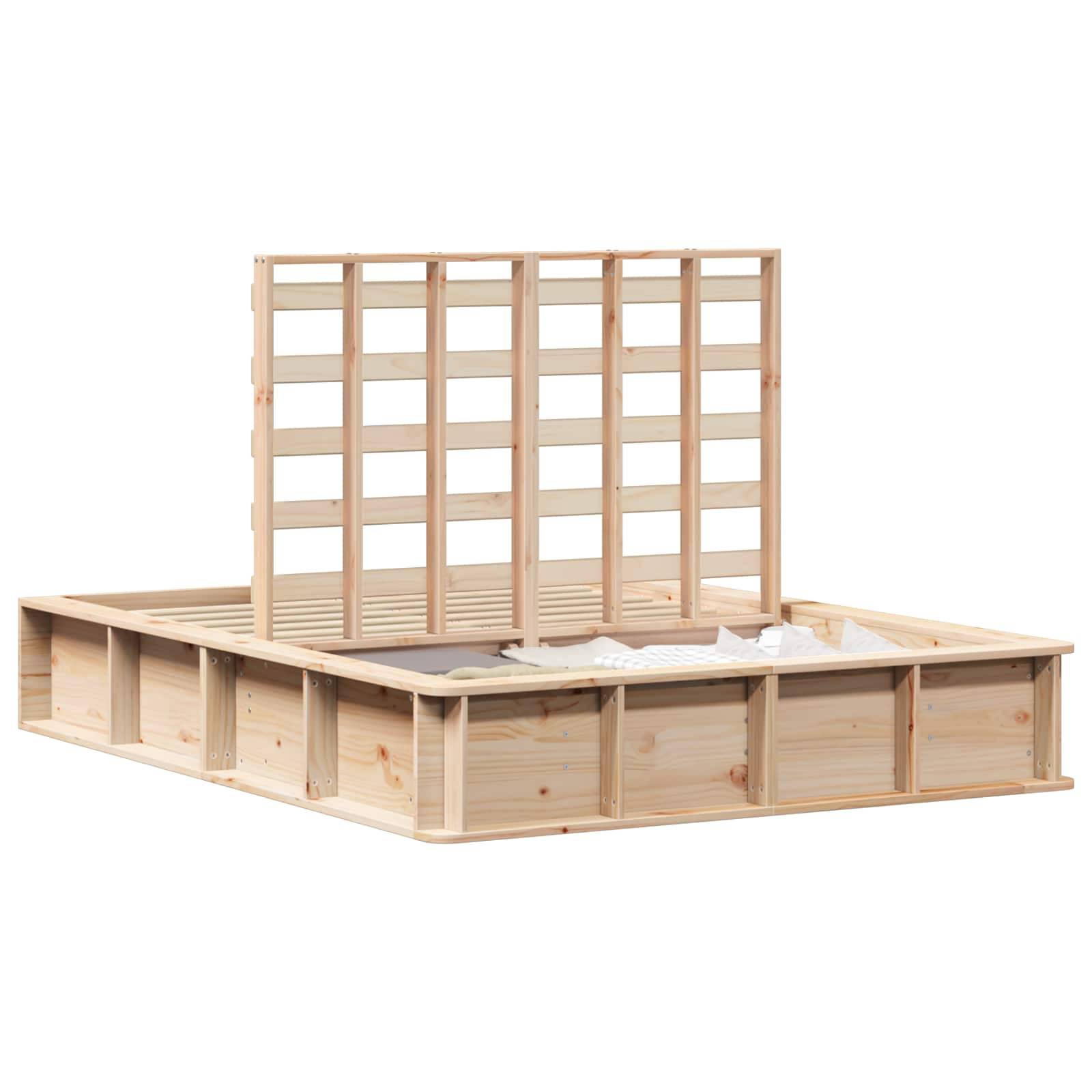 vidaXL Bettrahmen Braun 140 x 190 cm Massives Kiefernholz