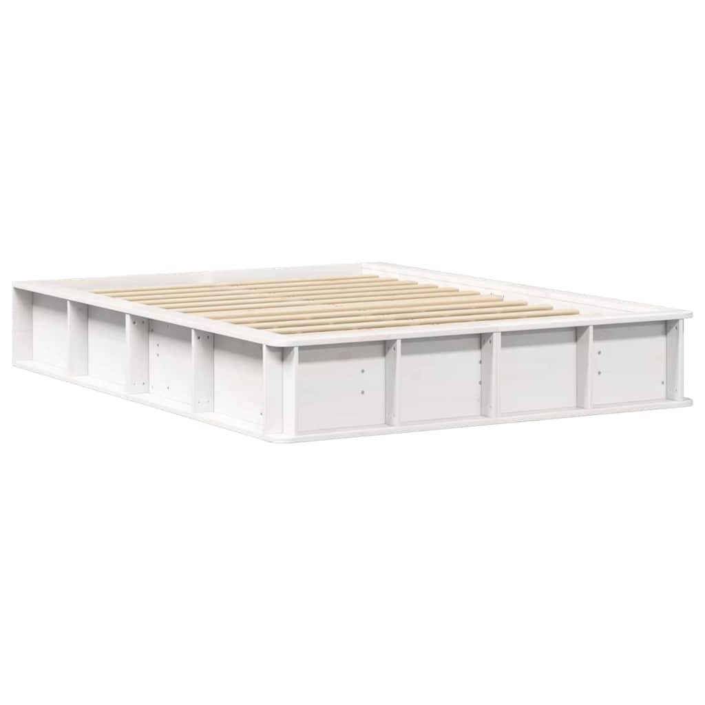 vidaXL Bettrahmen Weiß 135 x 190 cm Massives Kiefernholz