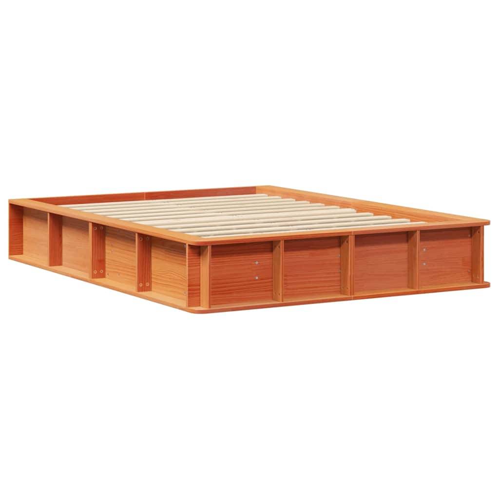 vidaXL Bettrahmen Wachsbraun 140 x 190 cm Massives Kiefernholz